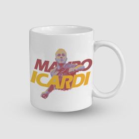 Offo Mauro Icardi Sarı Kırmızı Tasarımlı Beyaz 300 ml Bardak Kupa