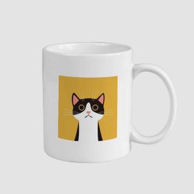 Offo Meraklı Kedi Tasarımlı Beyaz 300 ml Bardak Kupa