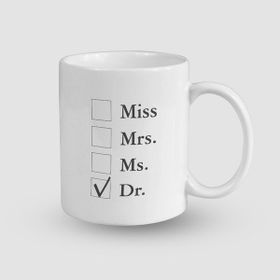 Offo Miss Mrs Ms Dr Tasarımlı Beyaz 300 ml Bardak Kupa