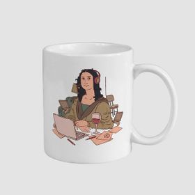 Offo Modern Çağda Mona Lisa Tasarımlı Beyaz 300 ml Bardak Kupa