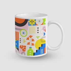 Offo Modern Mandala Tasarımlı Beyaz 300 ml Bardak Kupa
