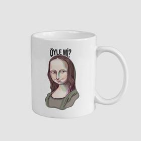 Offo Mona Lisa Öyle mi Tasarım Beyaz 300 ml Bardak Kupa