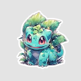 Offo Pokemon Evreninden Balbazar Tasarımlı Beyaz Laptop Sticker
