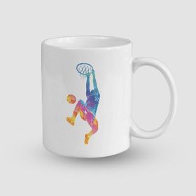 Offo Rengarenk Basketbolcu Tasarımlı Beyaz 300 ml Bardak Kupa