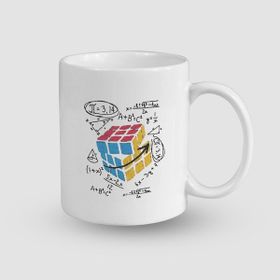 Offo Rubik Küp Tasarımlı Matematik İşlemli Beyaz 300 ml Bardak Kupa