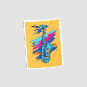 Offo Saksafon Motifli Beyaz Laptop Sticker