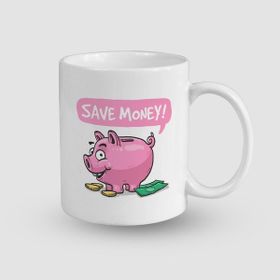 Offo Save Money Domuzcuk Tasarımlı Beyaz 300 ml Bardak Kupa