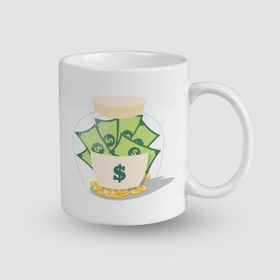 Offo Save Money Tasarımlı Beyaz 300 ml Bardak Kupa