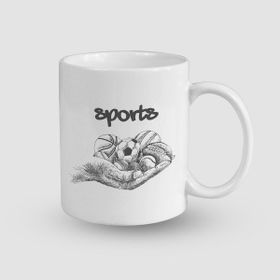 Offo Siyah Beyaz Sports Tasarımlı Beyaz 300 ml Bardak Kupa