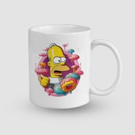 Offo The Simpsons Donut Tasarımlı Beyaz 300 ml Bardak Kupa