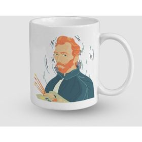 Offo Van Gogh Resim Yapıyor Tasarımlı Beyaz 300 ml Bardak Kupa