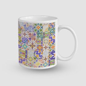 Offo Yağlı Boya Geleneksel Motifli Beyaz 300 ml Bardak Kupa