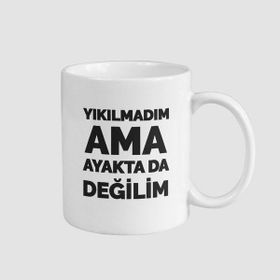 Offo Yıkılmadım Ama Esprili Tasarımlı Beyaz 300 ml Bardak Kupa
