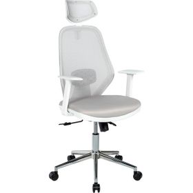 Ofisbazaar Dali Ergonomik Başlıklı Beyaz Gri Fileli Çalışma Koltuğu