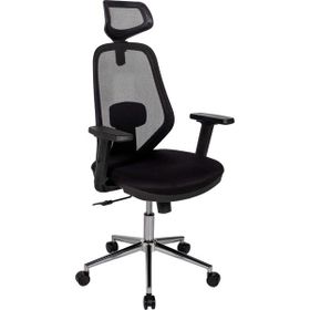 Ofisbazaar Dali Ergonomik Başlıklı Fileli Siyah Çalışma Koltuğu