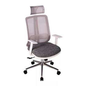 Ofisbazaar Up Beyaz Gri Fileli Ergonomik Başlıklı Ofis Koltuğu