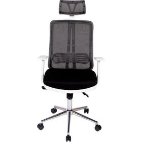 Ofisbazaar Up Ergonomik Başlıklı Beyaz Siyah Fileli Çalışma Koltuğu