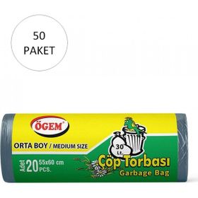 Ögem Orta Boy Mavi 55x60 cm 20'li Çöp Torbası (5 adet)