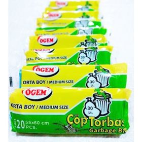 Ögem Orta Boy Mavi 55x60 cm 20'li Çöp Torbası (5 adet)