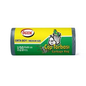 Ögem Orta Boy Siyah 55x60 cm 20'li Çöp Torbası