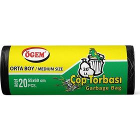 Ögem Orta Boy Siyah 55x60 cm 20'li Çöp Torbası