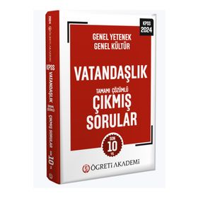 Öğreti Akademi 2024 KPSS Genel Yetenek Genel Kültür Vatandaşlık Tamamı Çözümlü Çıkmış Sorular Roman Boy
