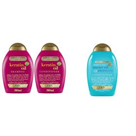 OGX Keratin Oil Kırılma Karşıtı Sülfatsız 2x385 ml Şampuan + OGX 385 ml Argan Oil Morocco Sülfatsız Saç Kremi