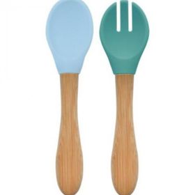 Oioi 1060051 Mineral Blue-Aqua Green Mama Kaşığı+Çatal