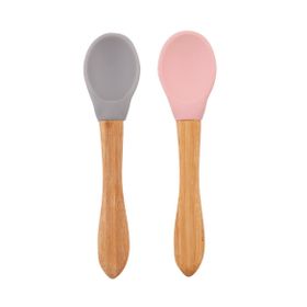 Oioi 2'li 9 Ay+ Pinky - Powder Grey Bambu Saplı Mama Kaşığı