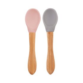 Oioi 2'li 9 Ay+ Pinky - Powder Grey Bambu Saplı Mama Kaşığı