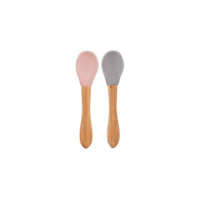 Oioi 2'li 9 Ay+ Pinky - Powder Grey Bambu Saplı Mama Kaşığı