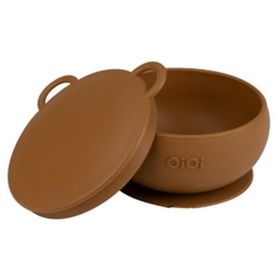 Oioi 6+ Ay Woody Brown Vakum Tabanlı Silikon Kapaklı Kase