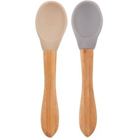 Oioi Bubble Beige – Powder Grey Nam Nam 2’li Silikon Mama Kaşığı