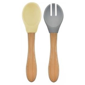 Oioi Mellow Yellow/Powder Grey Mama Kaşığı+Çatal