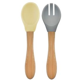 Oioi Mellow Yellow/Powder Grey Mama Kaşığı+Çatal