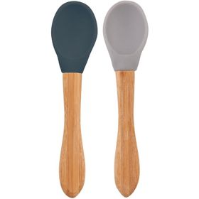 Oioi Nam Nam 2'li Deep Blue Powder Grey Silikon Bambu Kaşık