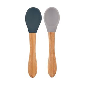 Oioi Nam Nam 2'li Deep Blue Powder Grey Silikon Bambu Kaşık