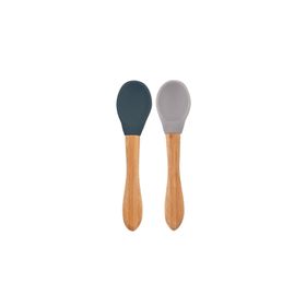 Oioi Nam Nam 2'li Deep Blue Powder Grey Silikon Bambu Kaşık
