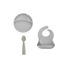Oioi Powder Grey Porsiyon Mama Tabağı