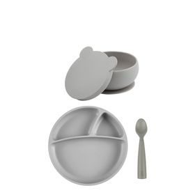 Oioi Powder Grey Porsiyon Mama Tabağı