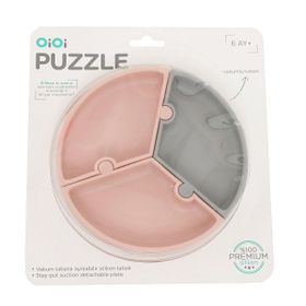 Oioi Puzzle Pinky Pink Powder Grey Mama Tabağı
