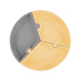 Oioi Sari Gri Puzzle Vakum Tabanlı Silikon Tabak