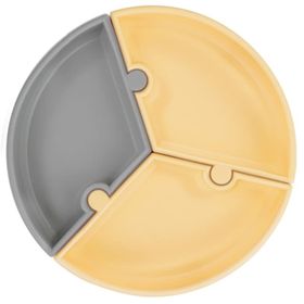 Oioi Sari Gri Puzzle Vakum Tabanlı Silikon Tabak