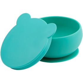 Oioi Silikon Vakum Tabanlı Aqua Green Kapaklı Kase