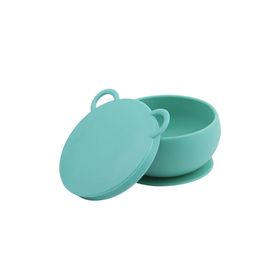 Oioi Silikon Vakum Tabanlı Aqua Green Kapaklı Kase