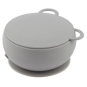 Oioi Vakum Tabanlı Powder Grey Silikon Kapaklı Kase