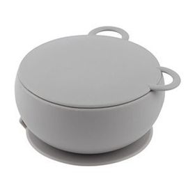 Oioi Vakum Tabanlı Powder Grey Silikon Kapaklı Kase