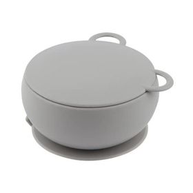 Oioi Vakum Tabanlı Powder Grey Silikon Kapaklı Kase