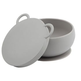 Oioi Vakum Tabanlı Powder Grey Silikon Kapaklı Kase