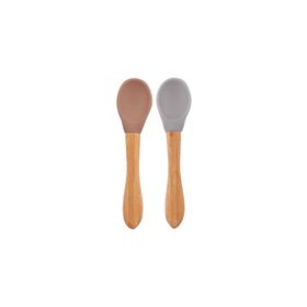 Oioi Woody Brown - Powder Grey Nam Nam 2’li Silikon Mama Kaşığı